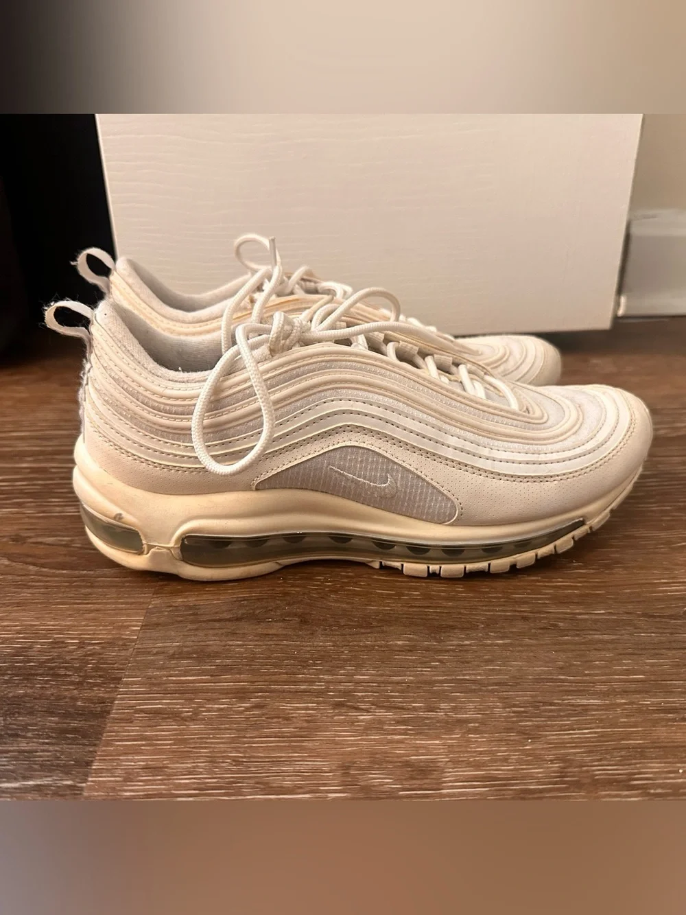 Nike Air Max ‘97; style “Triple White” sneakers women’s size 7.5